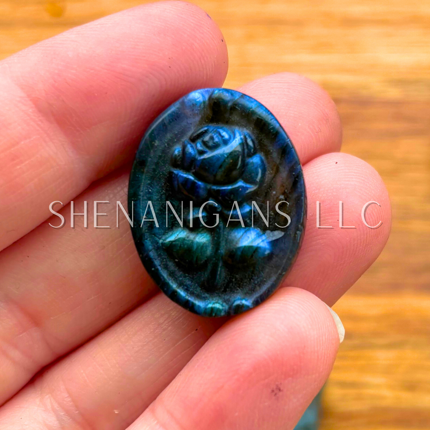 Framed Rose - Oval - Flat Crystal Carving