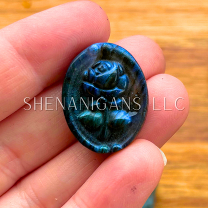 Framed Rose - Oval - Flat Crystal Carving