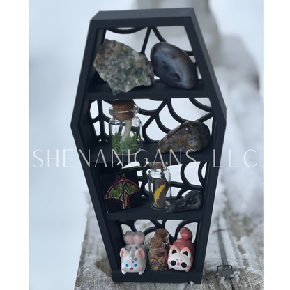 Spider Web Coffin Curio Shelf