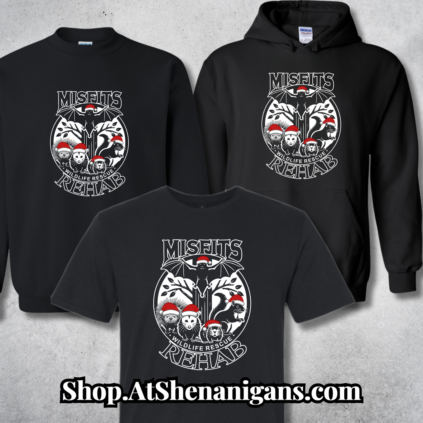 Misfits Rehab Wildlife Support Apparel - Official Merch - Christmas in Black