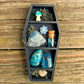 Mini Coffin Crystal Shelf | 3D Printed Moon Display with Handpicked Crystals, Moss & Trinkets Magnet