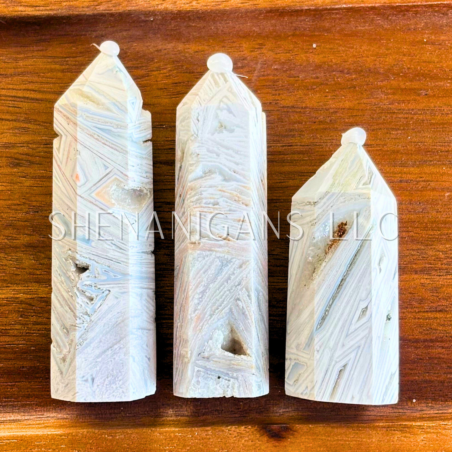 Crazy Snow Agate Polished Point Mineral Specimen Gemstone Crystal Obelisk Wand