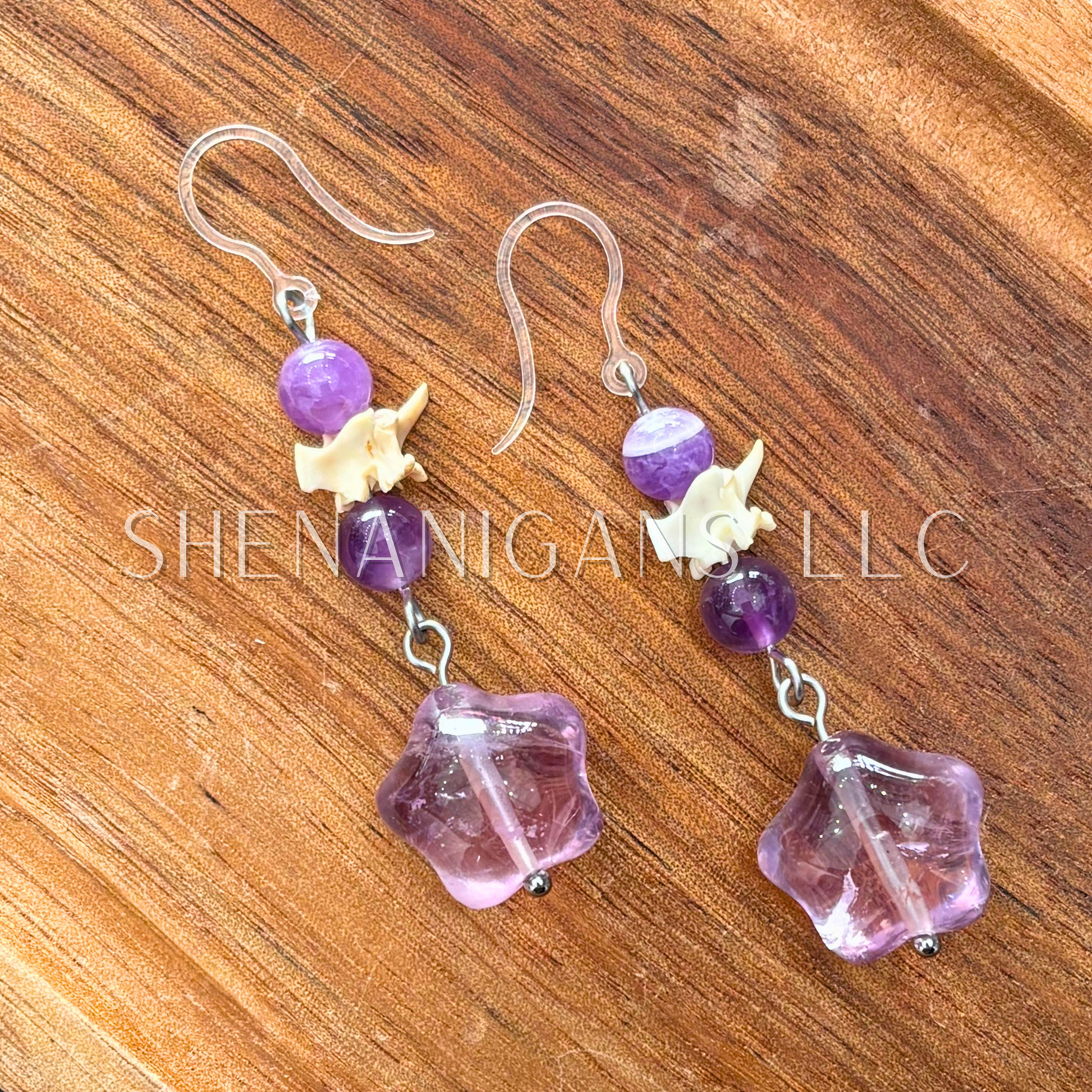 Amethyst Puffy Star Earrings