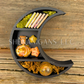 Mini Crescent Moon Crystal Shelf | 3D Printed Moon Display with Handpicked Crystals, Moss & Trinkets Magnet