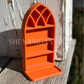 Curio Shelf Gothic Window w/ Tray - Size: Fits 1/2" wide Micro Jars 5x3 - Trinket, Desk, Crystal