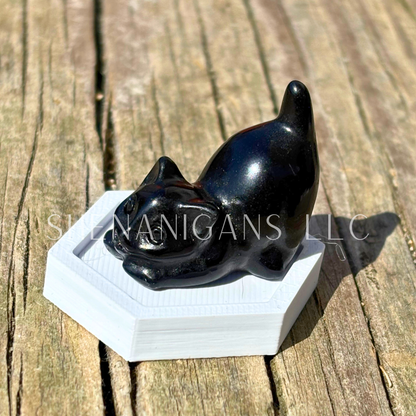 Stretching Cat - Small - Crystal Carving