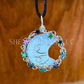 Wire Wrapped Moon Pendant on Satin Silk Necklace Cord