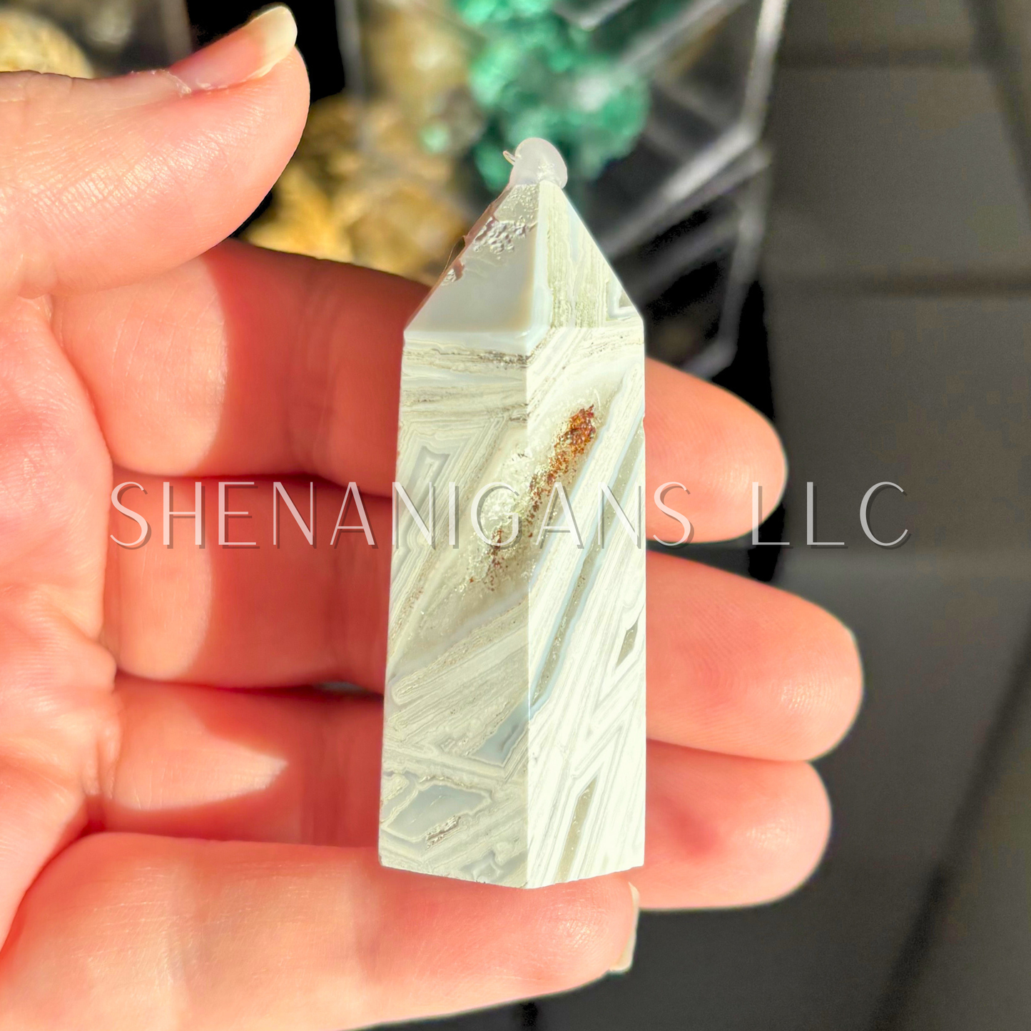 Crazy Snow Agate Polished Point Mineral Specimen Gemstone Crystal Obelisk Wand