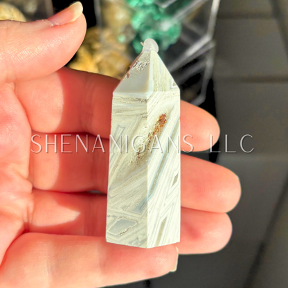 Crazy Snow Agate Polished Point Mineral Specimen Gemstone Crystal Obelisk Wand