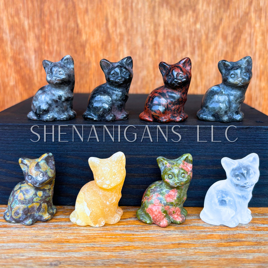 Sitting Cat - Med - Crystal Carving
