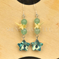 Star Dangle Earrings with Snake Vertebrae and Crystal Beads