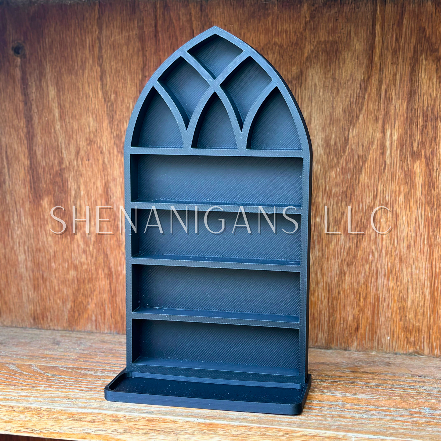 Large Gothic Window Curio Shelf w/ Tray