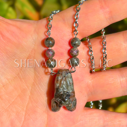 Fruit Bat Necklace – Yooperlite Bat with Yooperlite Beads and Snake Vertebrae - UV Reactive
