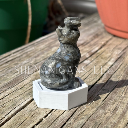 Butterfly Landing on Sitting Cats Nose - Crystal Carving