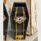 Dark Druzy Agate Slice Necklace – Natural Crystal with Gold Hammered Chain