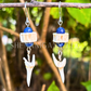 Shark Vertebrae and Shark Tooth Earrings with Crystal Beads