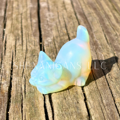 Stretching Cat - Crystal Carving