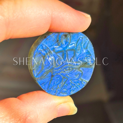 Egyptian - Eye of Ra - Cab - Flat Crystal Carving