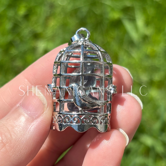 Bird Cage Crystal Holder Pendant – Adjustable Cage for Interchangeable Crystals - Bird Not Included