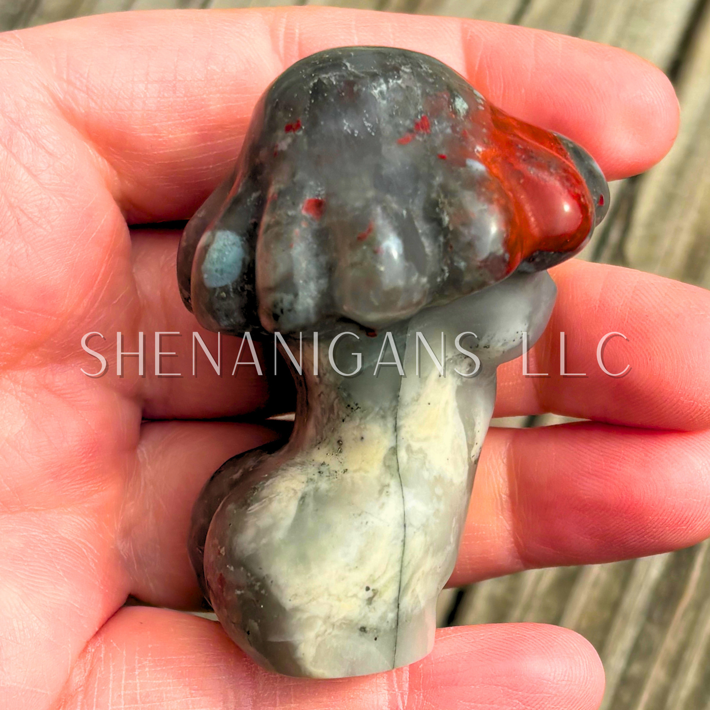 Mushroom Lady Body - Bloodstone - Crystal Carving