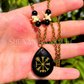 Vegvísir (Viking Compass) Engraved Crystal Pendant Neckalce with Rattlesnake Vertebrea