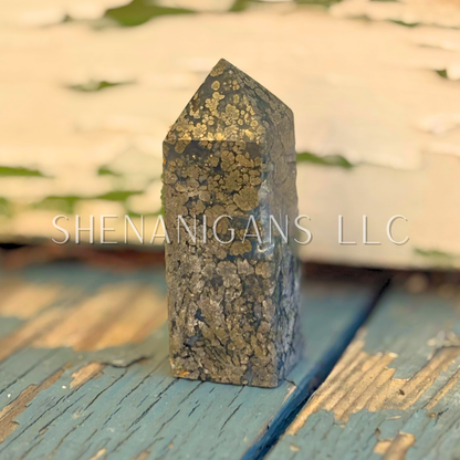Pyrite Polished Point Mineral Specimen Gemstone Crystal Obelisk Wand