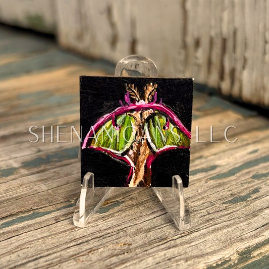 Moth Mini Tile Painting by IrisISBeauty - Handpainted Micro Art