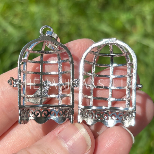 Bird Cage Crystal Holder Pendant – Adjustable Cage for Interchangeable Crystals - Bird Not Included