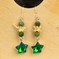Star Dangle Earrings with Snake Vertebrae and Crystal Beads