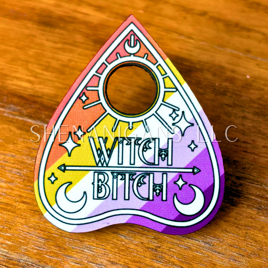Lesbian Pride Flag Planchette Pin (Pronoun Styles Available)