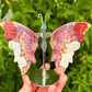 Mexican Crazy Lace Butterfly Wings on Stand Crystal Carving