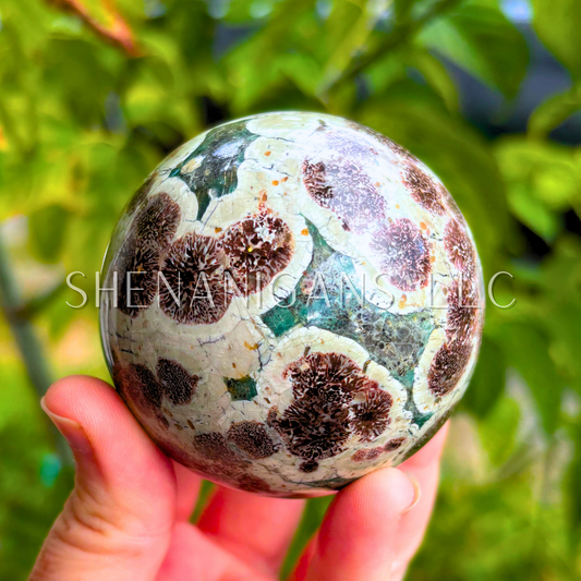 Green Cherry Blossom Ball Quartz Sphere