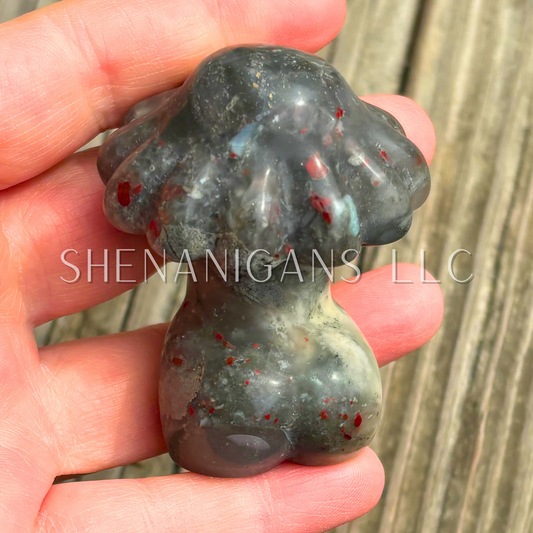 Mushroom Lady Body - Bloodstone - Crystal Carving