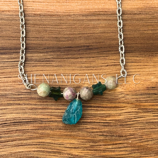 Blue Apatite Freeform Pendant Necklace