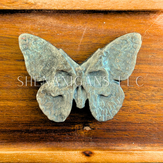 Butterfly Skull Flat Crystal Carving