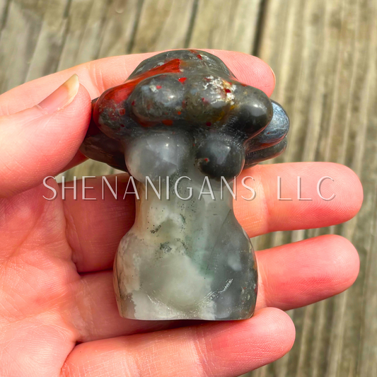 Mushroom Lady Body - Bloodstone - Crystal Carving