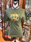 Skull, Weed, Mushroom, Military Green Shirt