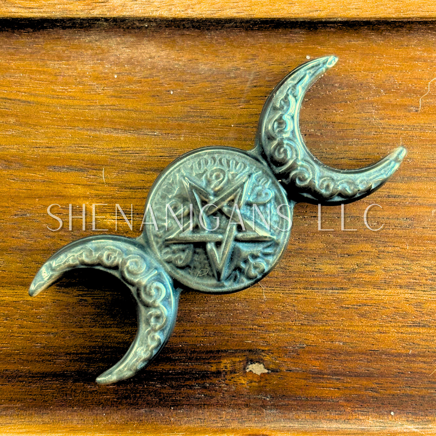 Triple Moon Flat Crystal Carving