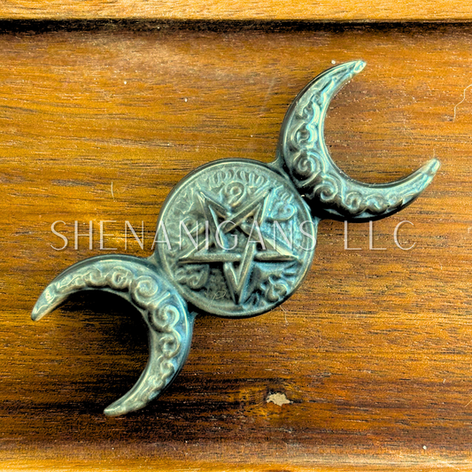 Triple Moon Flat Crystal Carving