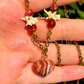 Red Banded Agate Heart Necklace with Rattlesnake Vertebrea and Carnelian Beads