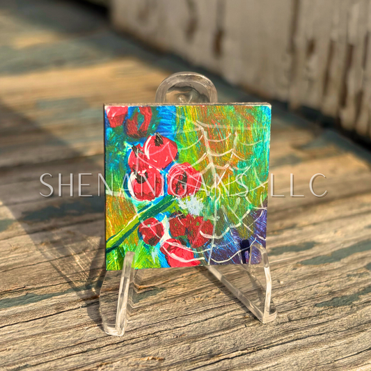 Spiderweb Mini Tile Painting by IrisISBeauty - Handpainted Micro Art