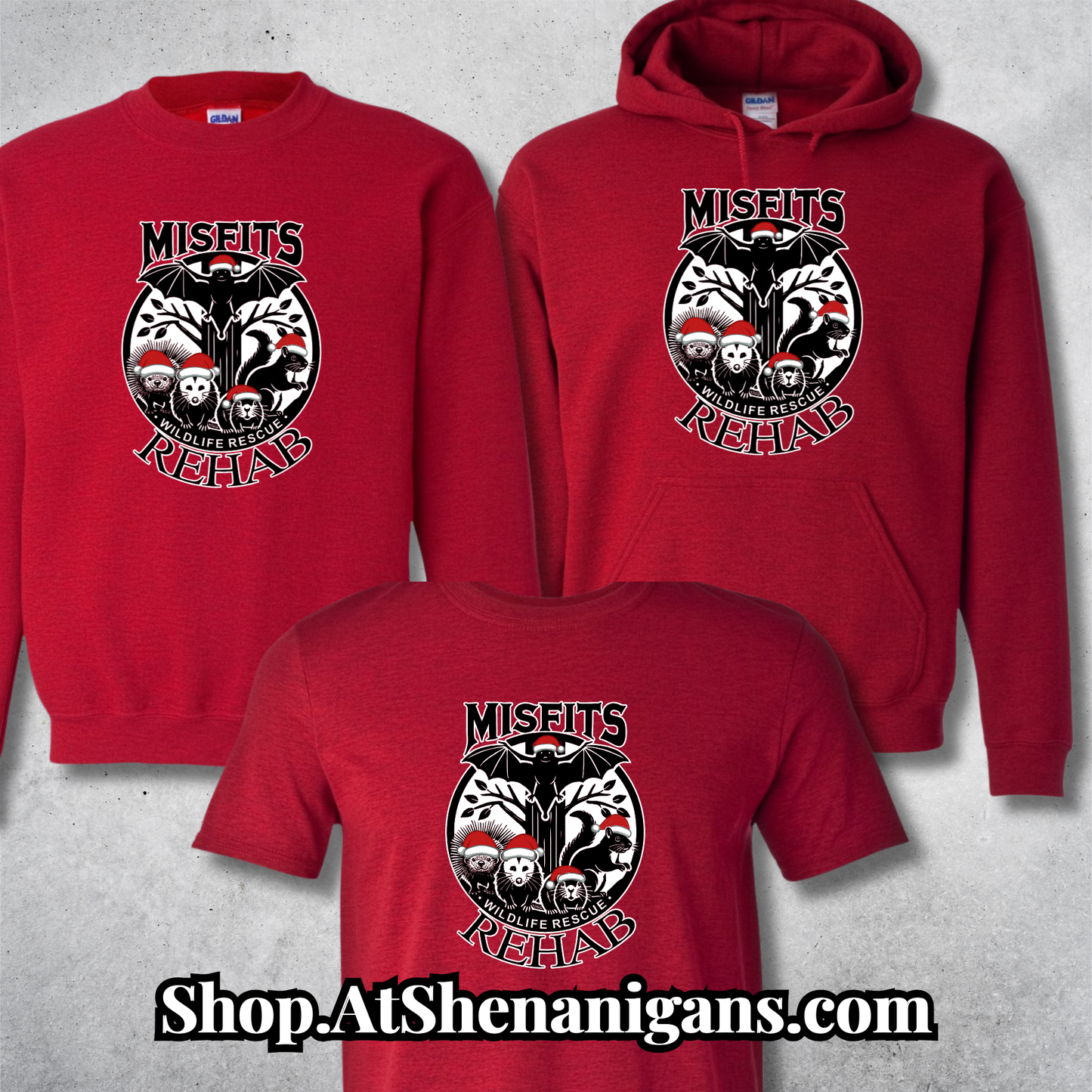 Misfits Rehab Wildlife Support Apparel - Official Merch - Christmas in Red
