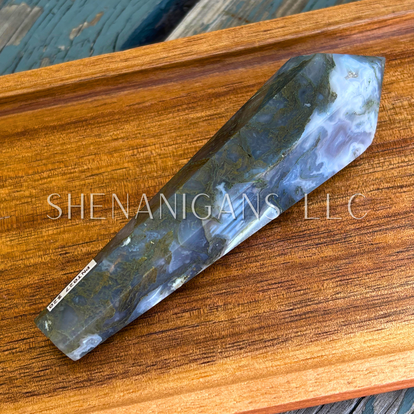 Moss agate wand