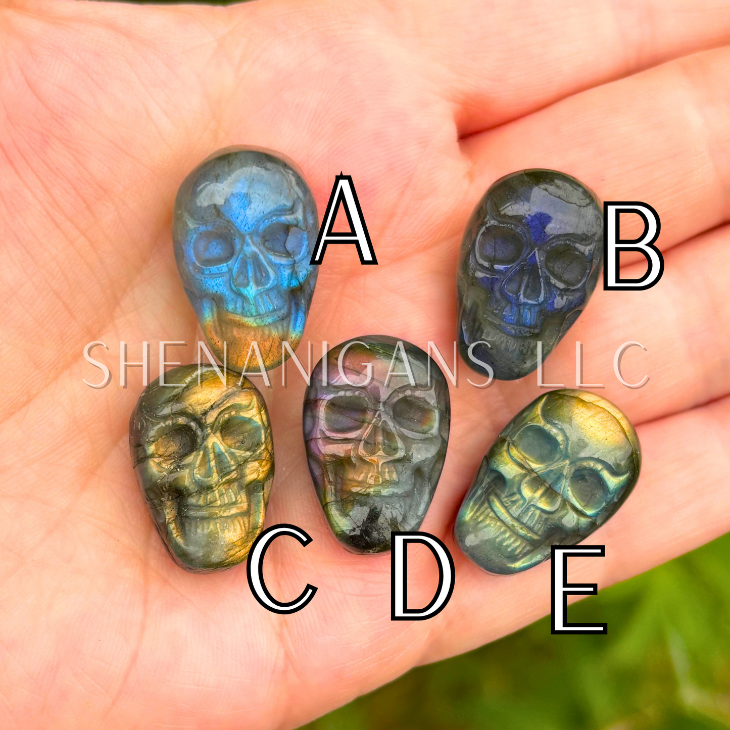 Skull - Mini Labradorite, Excellent Flash - Crystal Carving