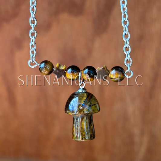 Tigers Eye Mushroom Necklace