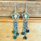 Shooting Star Earrings with Dragon’s Blood Jasper Stars & Rattlesnake Vertebrae – Handmade Celestial Coffin Display