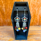 Rainbow Pride Flag Shooting Star Earrings with Crystal Donut Beads – Handmade Celestial Coffin Display