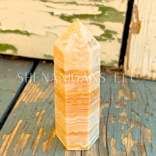 3.25" Dendritic Calcite Polished Point Mineral Specimen Gemstone Crystal Obelisk Wand