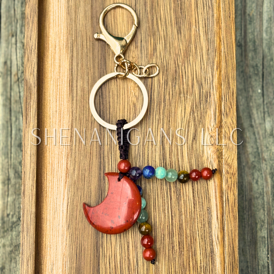 Crescent Moon Chakra Crystal Keychain