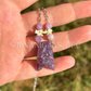 Lepidolite Bat Necklace – Crystal Carving with Lepidolite Beads & Silver Chain